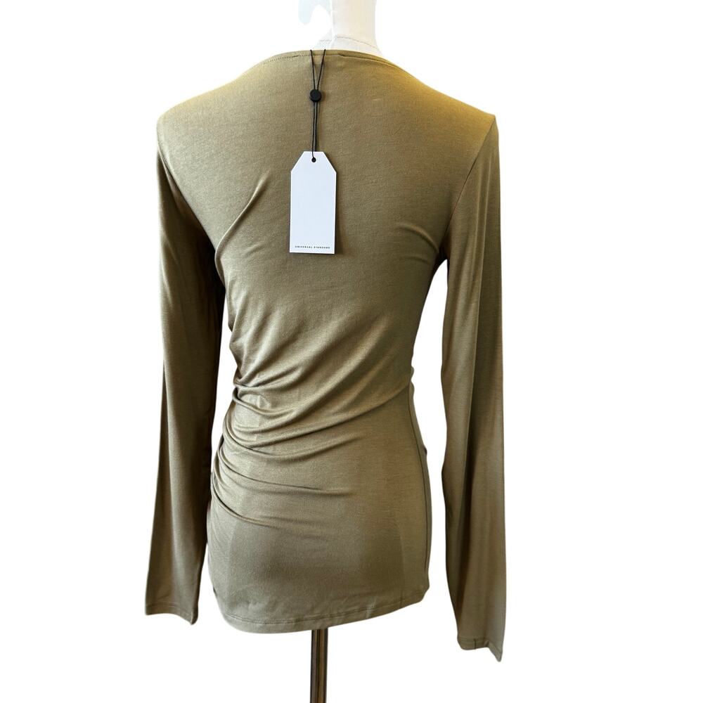 UNIVERSAL STANDARD Anthro Ochre Ruched Long Sleeve Jersey Top Shirt Size 3XS 2/4 - Picture 4 of 8
